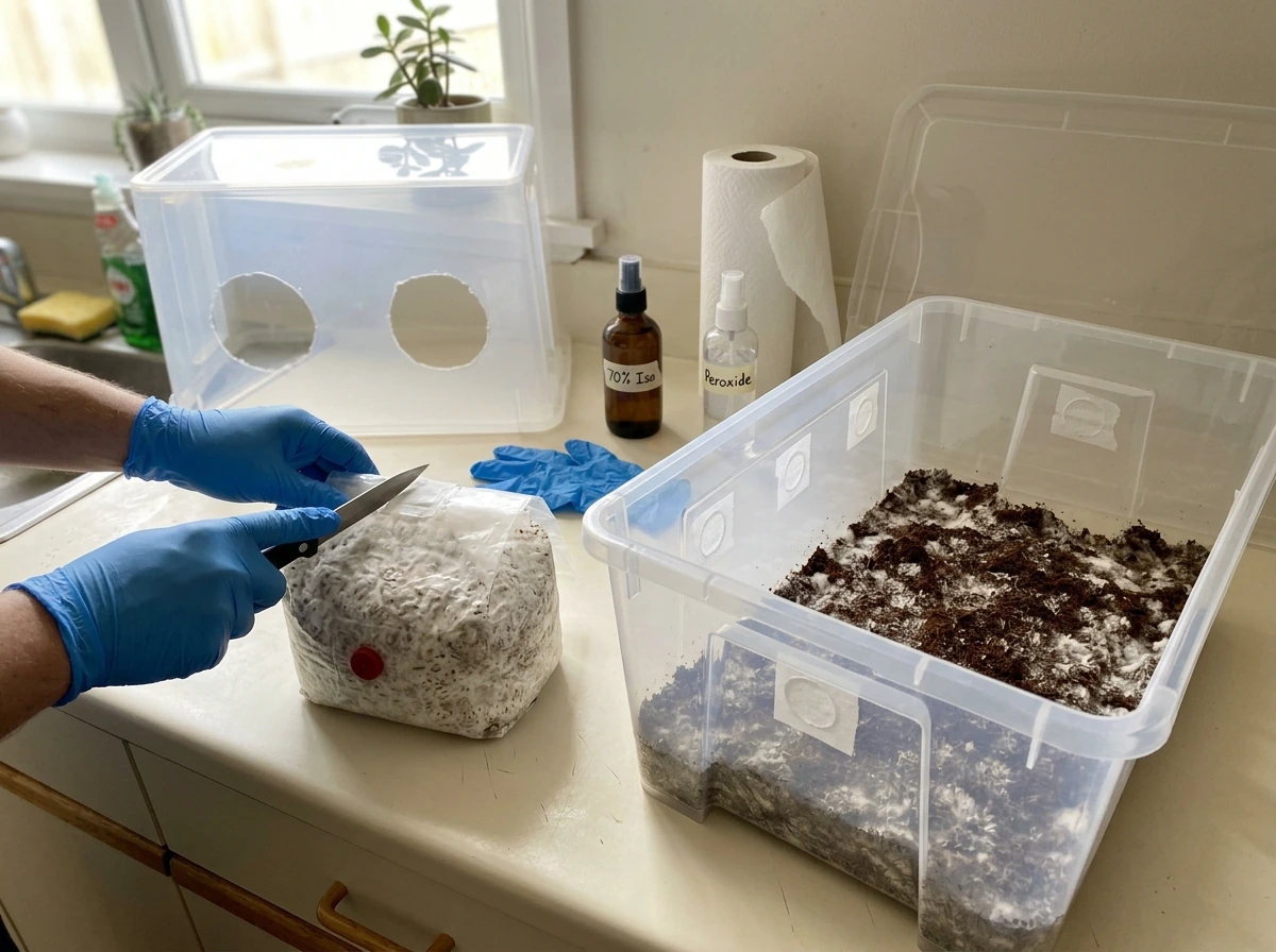How to Transfer a Mushroom Grow Bag to a Monotub